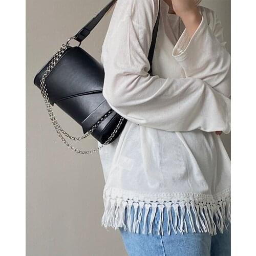 Fashion Solid Color Women Chain Shoulder Bags High Quality PU Leather Ladies Underarm Bag Simple Design Female Purse Handbags