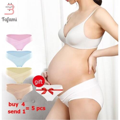 Cotton Maternity Panties Multi-Pack Pregnant Underwear Cotton Under Bump Underpants Postpartum Mother Panties Buy 4 Get 1 Free