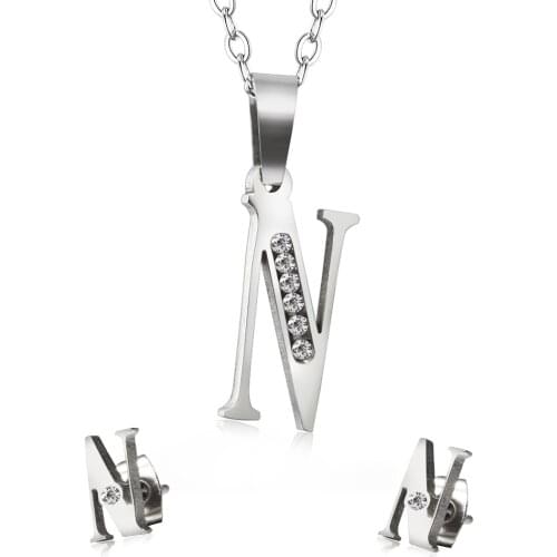 Initial Letters Necklace Women Gold Color Necklaces And Earring Set Boho Statement Necklace Collier Jewelry Set