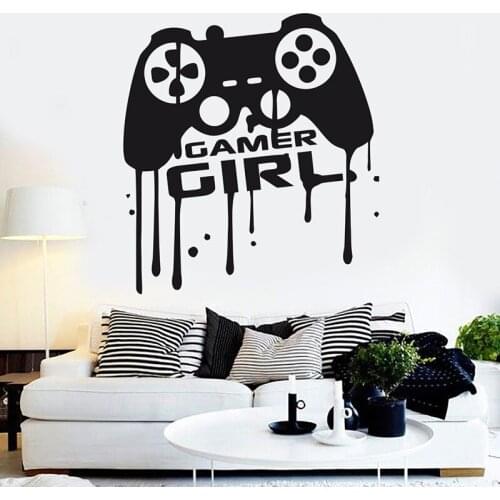 Gamer Girl wall decal Eat Sleep Game Personalised Controller video game C5056