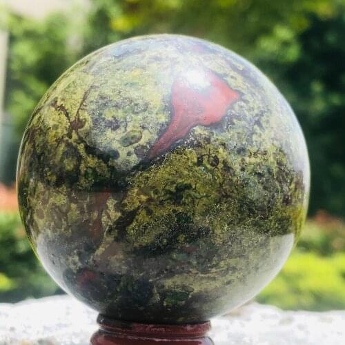 Natural Dragon Blood Stone Quartz Crystal Sphere Healing Ball Chakra