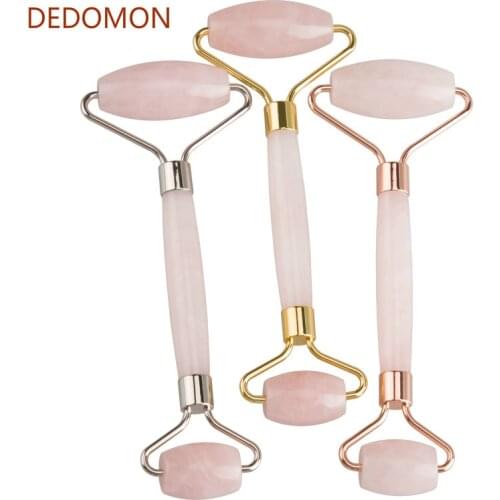 Rose Quartz Roller Slimming Face Massager Lifting Tool Natural Jade Facial Massage Roller Stone Skin Massage Beauty Care Set Box