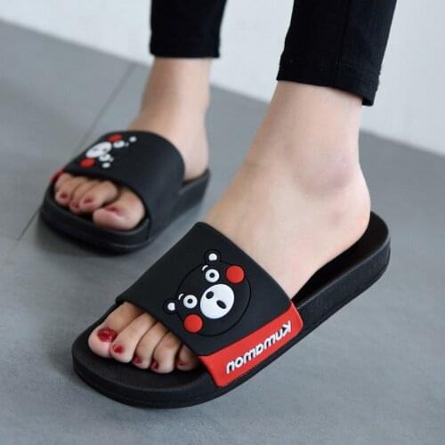 Kumamoto Bear Summer Bathroom Shoes Bath Flat Bottomed Antiskid Cartoon Lovers Beach Sandals for Men and Women Size 36-41