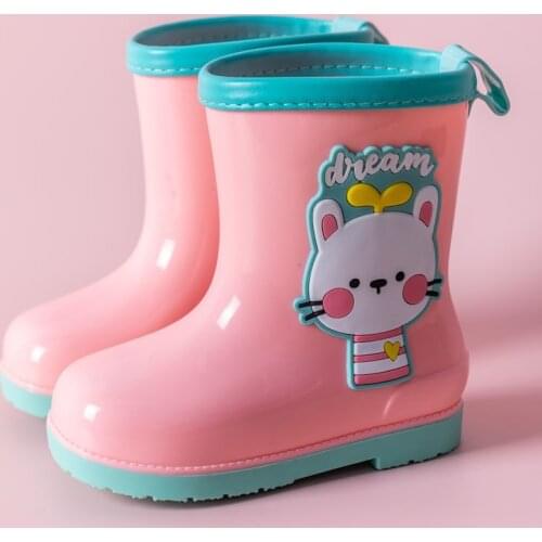 New Children Rain Boots Boys Girls Baby Waterproof Non-Slip Cute Cartoon Student Shoes Kids PVC All Seasons 041