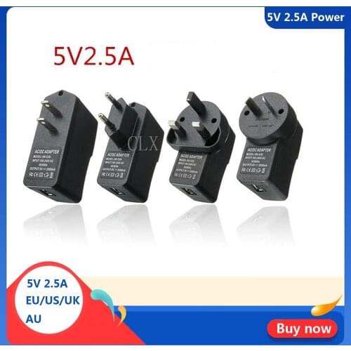 Raspberry Pi Zero W Power Plug Adapter 5V 2.5A USB Port Wall Charger EU/US/UK Plug for Raspberry Pi 2 Model B for Orange Pi