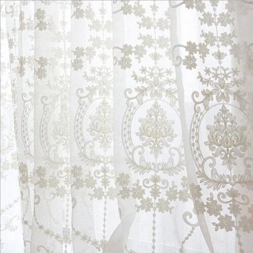 Modern White Jaquard Voile Curtains for Living Room Tulle Drape Curtains Window Bedroom Sheer Custom Size
