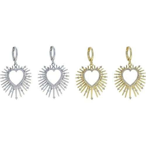 Spike Lines Heart Charm Dangle Drop Earring Fashion High Quality Girlfriend Lover Gift Jewelry