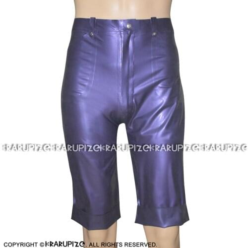 Pearl Purple Sexy Latex Boxer Shorts With Front Zipper And Pockets Rubber Boyshorts Underpants Underwear DK-0189