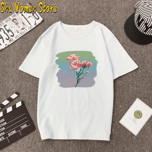 O-neck Short-sleeved Oil Painting Womens T-shirt Summer Loose Casual Short-sleeved Tops Ropa Plus Size Mujer Shirts for Women