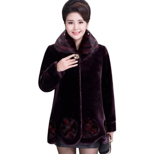 Winter Fur Jacket Female Fashion Plus Size 5XL Warmth Imitation Mink Fur Overcoat Mother Coat Woman Loose Thick Overcome