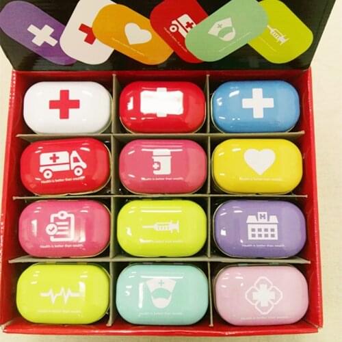 12pc/lot Emergency Printing Iron PillCase Meta Candy Box Tea Box Jewelry Organizer Small Things Storage Box Ticket Case