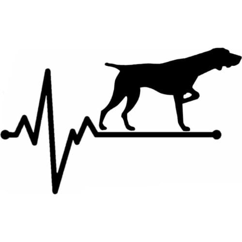 15.4CM*9.8CM Personality Hound Hunting Heartbeat Vinyl Black/Silver Car Sticker C22-1139