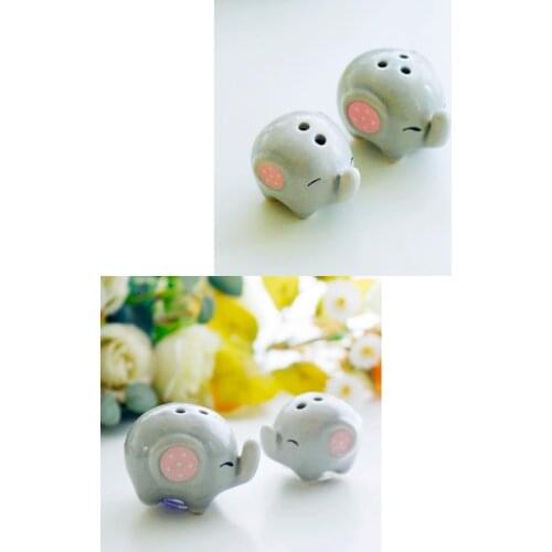 4 Pieces Ceramic Cruet Spice Jar, Cute Elephant Salt and Pepper Shaker for Wedding Bridal Favor Party Supplies Home Desk Decor