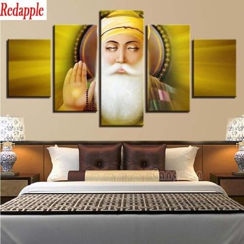 5 pcs guru nanak Painting Full Round Drill 5D DIY Diamond Painting 3D Diamond Embroidery Religious figure Cross Stitch Home Deco