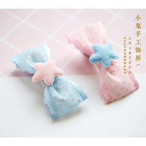 Handmade bow tiara hair accessories hairpin side clip Japanese sweet hairdressing card side clip star hairpin clip bangs clip
