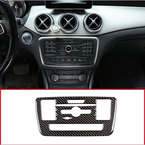 Real Carbon Fiber Car Center Console CD Decoration Sticker For Mercedes Benz GLA CLA A Class W176 C117 X156 2015-18 Accessories