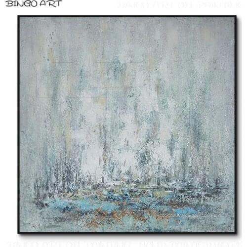 Free Shipping Hand-painted High Quality Grey and Blue Oil Painting on Canvas Beauty Fashion Wall Art Abstract Acrylic Painting