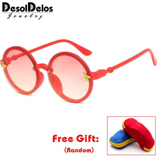2019 Children Glasses Rimless Kids Glasses Colorful Baby Sunglasses Boys Eyewear Big Round Frame Bee Girls Oculos UV400 with box