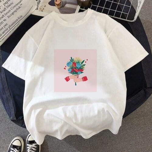 New T Shirt Women Kawaii Top Cartoon Graphic Tees Funny Flower Harajuku T-shirt Unisex Fashion Tshirt Female