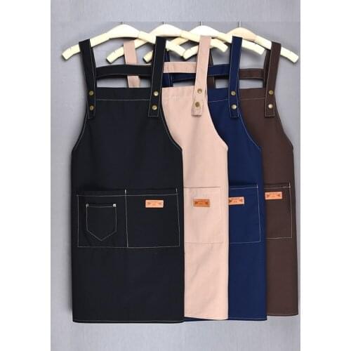 Customized milk tea nail salon cotton advertising apron custom logo printing home kitchen hot pot catering overalls