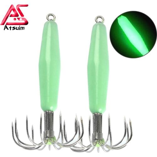 AS 10Pcs Pesca 12g16g18g25g35g45g Glow Squid Jigs Hooks 12 Needles Leurre Baits Cuttlefish Fishing Lure Hook Bait Fishhook