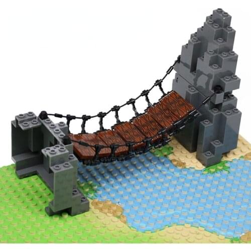 MOC Construction Building Blocks Chain Bridge Suspension Bridge Mountain Assemble Toy Compatible Accessories DIY Model Bricks