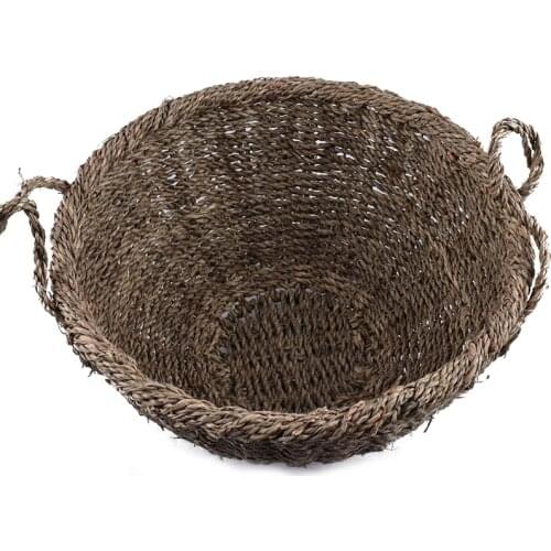 Sea Grass Basket Bamboo Seagrass Flower Pot Storage Baskets Foldable Straw Patchwork Rattan Seagrass Belly Garden Decor