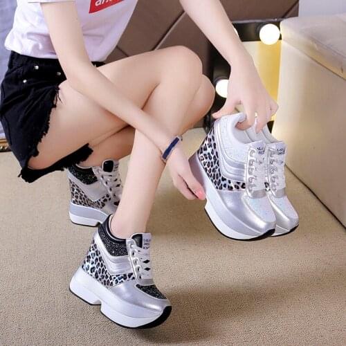 Autumn Women High Platform Shoes Height Increasing Casual Shoes 10 CM Thick Sole Trainers Breathable Shoes Women Sneakers New