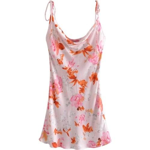 Summer Women Beach Floral Print Mini Dress Sexy V Neck A Line Mini Dresses Female Fashion Spaghetti Strap Party Dress