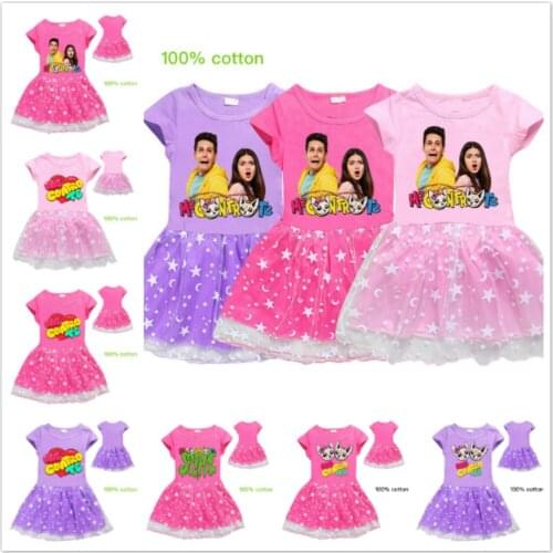 Summer Girl Dresses Cotton Fashion Summer Cartoon Animal Me Contro Te Print Baby Girl Clothes Teenage Princess Christmas Costume