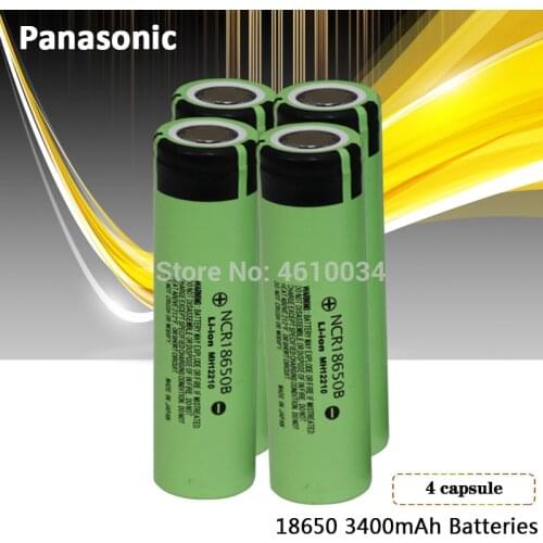 4pc Panasonic 100% original 3.7v 18650 3400mah lithium Rechargeable battery NCR18650B For Flashlights brakes computers