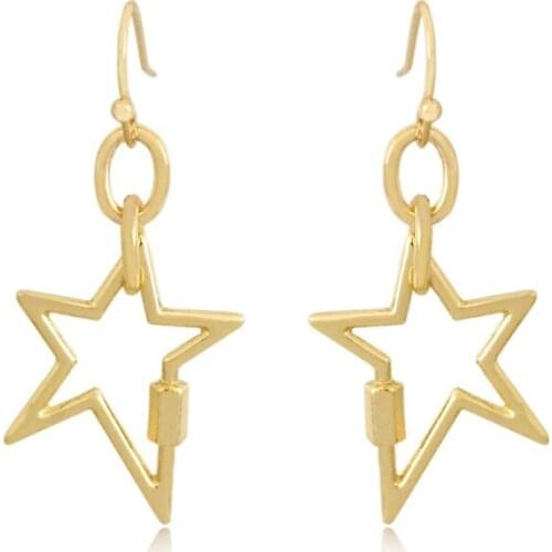 Fashion Earrings Gold Color Plating Star Charm Drop Earrings For Women Girl Elegant Gorgeous Chic Cute Lovely Girly Jewelry
