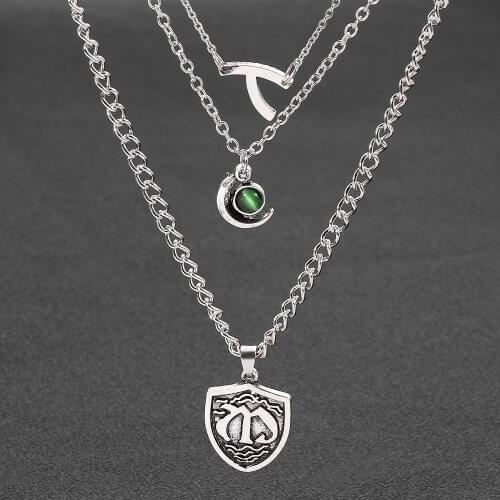 Hot Sell Anime The Seven Deadly Sins Shield Necklaces 3 layers Nanatsu no Taizai Pendant Necklace for Men Choker Gothic Jewelry