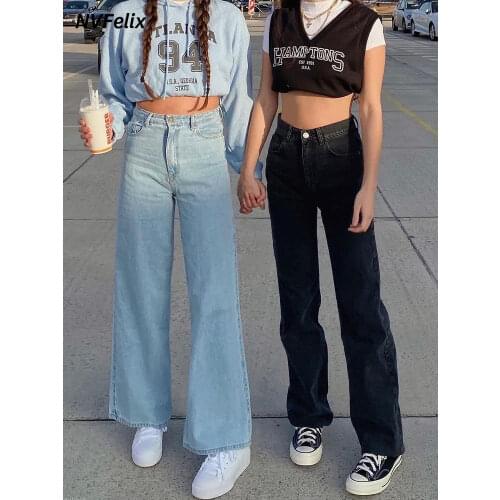 Summer New Baggy Jeans Women Comfort Wide Leg Denim Pants Casual High Loose Straight Trousers Femme Plus Size Cotton Pants New