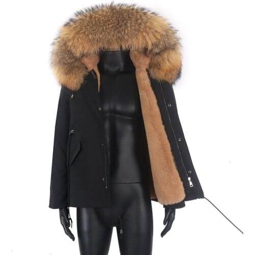 2021 Men Waterproof Short Parka Real fur Coat Large Fur Collar Warm Winter Jacket 7xl Natural Fox Fur Coat Outerwear Streetwear