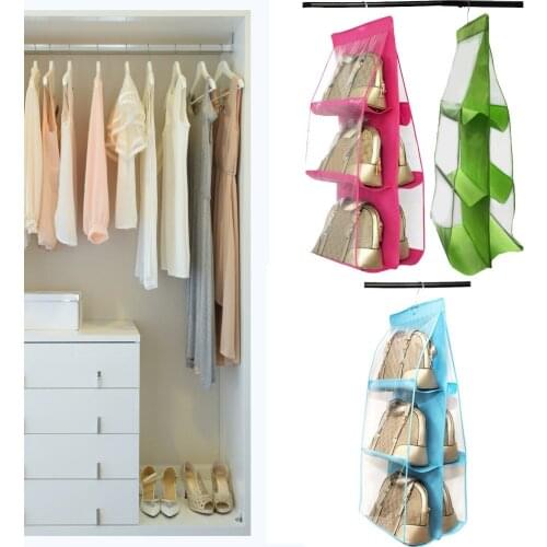 6Pocket Handbag Hanging Storage Organizer Holder Wardrobe Closet Hanger