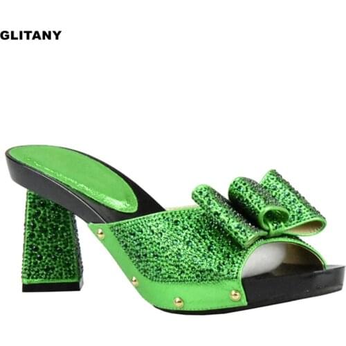Latest Shoes African Wedding Shoes High Quality Elegant Italian Women Shoes with Stone Low Heels Summer Women Pumps Slip-On