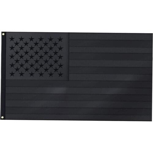 Durable All Black American Flag 3x5 ft Oxford Fabric Embroidered USA Blackout Tactical Flags 90x150cm Heavy Duty with Grommets