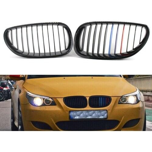 2Pcs/Set Gloss Black Grille For BMW E60 E61 M5 5 Series 2003-2009 M Sport Grill