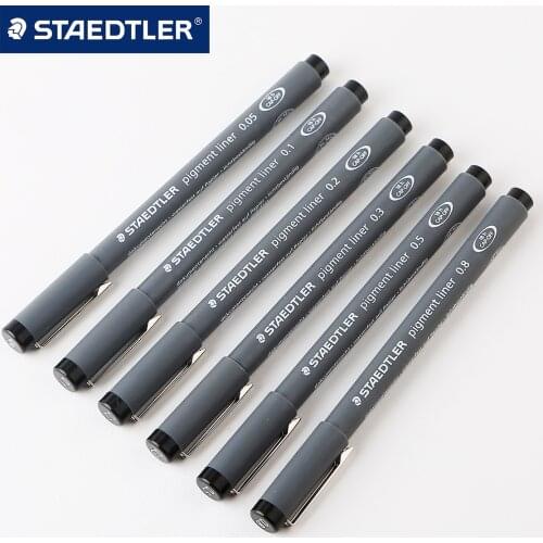 Germany Staedtler 308 Drawing Needle Pen Durable Gel Signing Pen 0.05/ 0.1/ 0.2/ 0.3/ 0.4/ 0.5/ 0.6/ 0.7/ 0.8/ 1.0/ 1.2/ 2.0mm