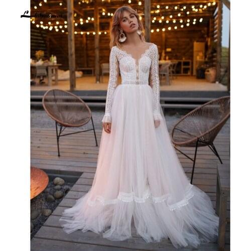 Blush Pink Lace Wedding Dress 2021 Vestido Novia Elegant Bridal Tulle Long Beach Wedding Dresses Cap Sleeve Bridal Gown