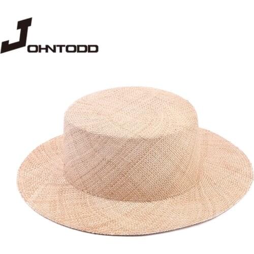 New mens and womens hand-woven super-fine flat-top straw hat outdoor travel sunscreen beach sun hat beach hat ladies sun hat