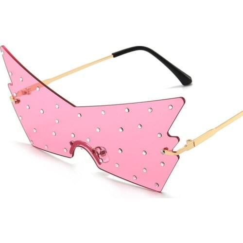 2021 NEW Rimless Cat Eye Sunglasses Men Women Sexy Pink Black Lens Vintage Sun glasses Female UV400 Gafas