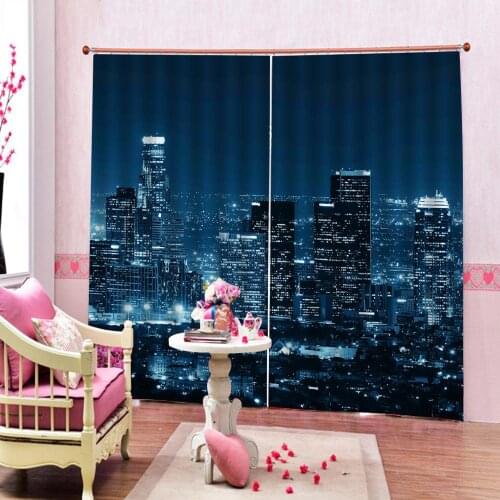 Custom Modern High Quality Arts Creative Curtain New York City night Scenery Window Drapes For Living room bedroom Blackout Sets