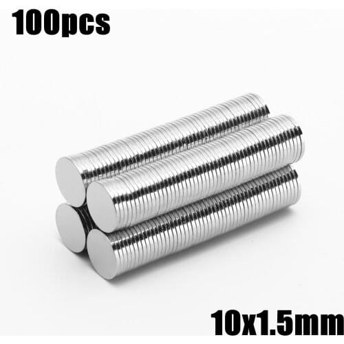 100pcs 10x1.5mm Super Powerful Strong Bulk Small Round NdFeB Neodymium Disc Magnets Dia10mm x 1.5mm N35 Rare Earth NdFeB Magnet