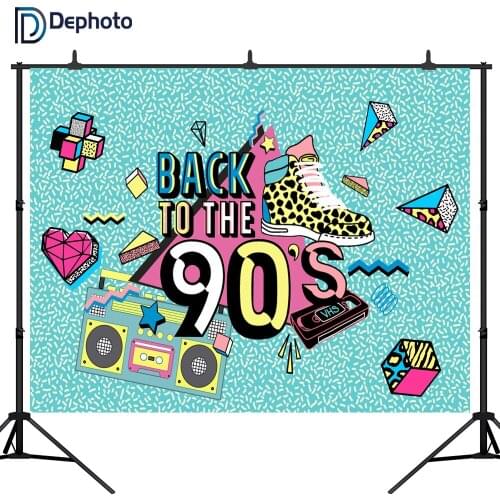 DePhoto Vinyl Photographic Background Back to the 90s Hip-Hop Backdrop Party Themed Decoration for Photography Studio