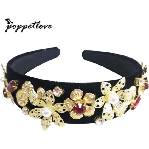 Vintage Great flower Bridals Tiaras Crowns Baroque Gold Brides Hairbands Wedding Hair accessories Prom Jewelry Gifts