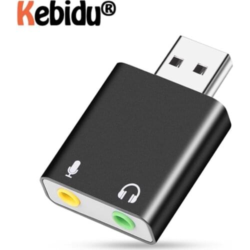 Kebidumei External USB Audio Sound Card USB Audio Interface headphone Adapter for Mic Speaker Laptop Earphones