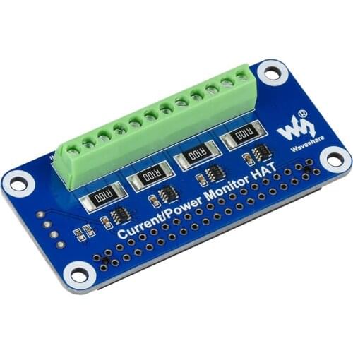 Waveshare 4-ch Current/Voltage/Power Monitor HAT for Raspberry Pi, I2C/SMBus Interface