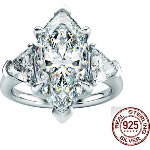 2021 Marquise cut 5ct Diamond Ring 100% Original 925 sterling silver Engagement Wedding band Rings for Women Bridal Fine Jewelry